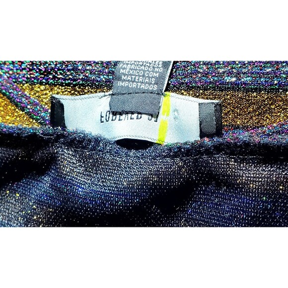 Forever 21+ Purple Gold Glitter Striped Blouse 2X Long Sleeve Sparkle Top - Picture 6 of 12